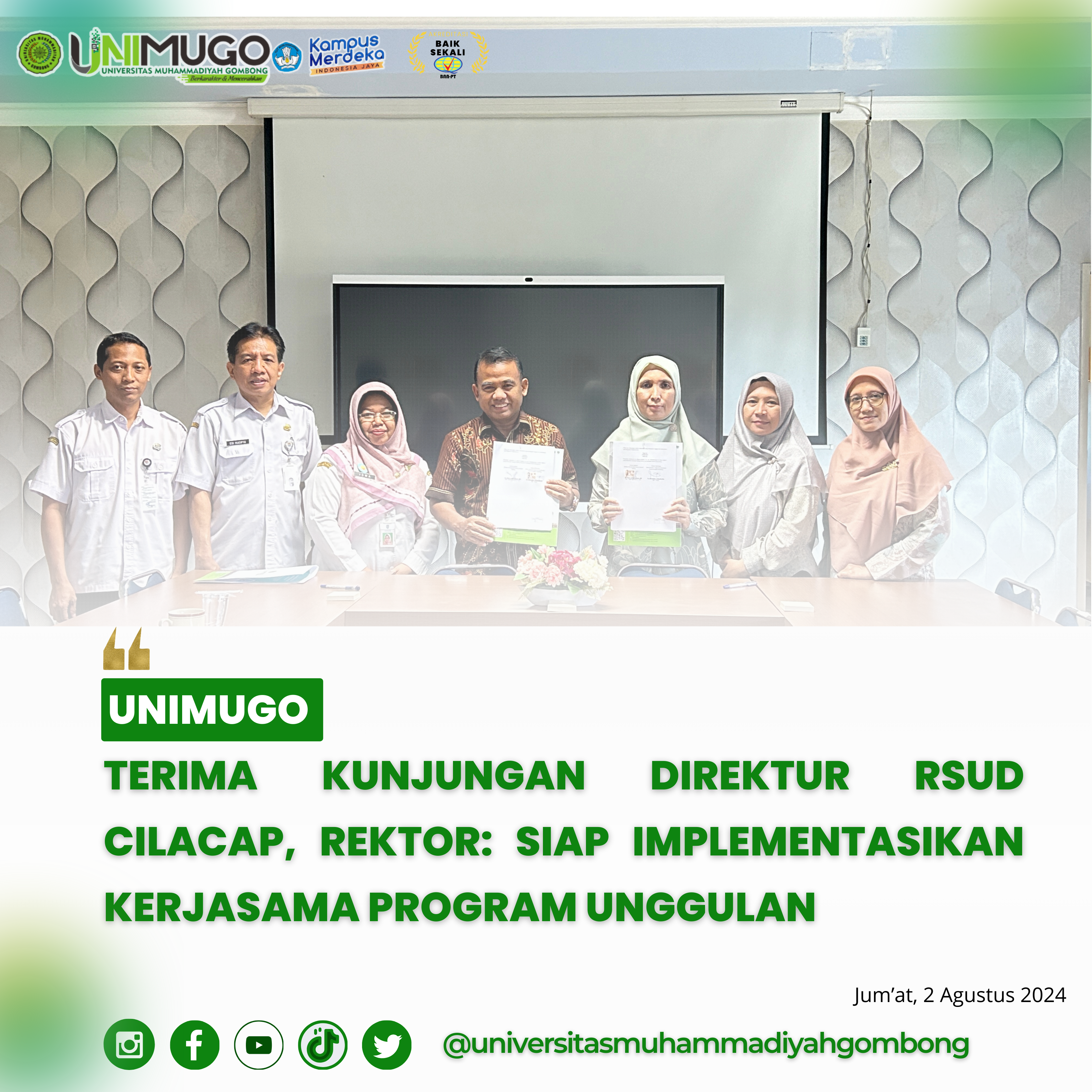 Penandatangan Nota Kesepahaman RSUD Cilacap dengan UNIMUGO.
Dok.Foto HUmas UNIMUGO